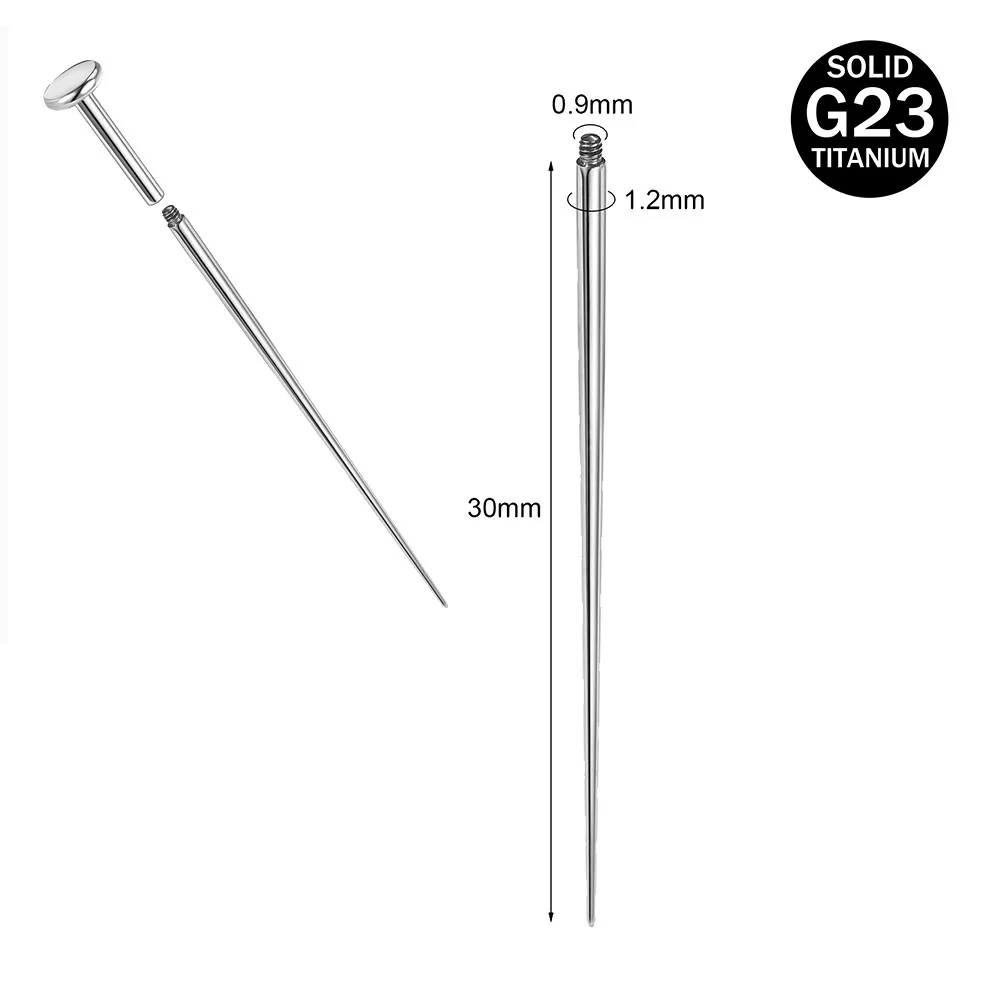 Titanium Nose Piercing Taper Insertion Pin, 14G-18G