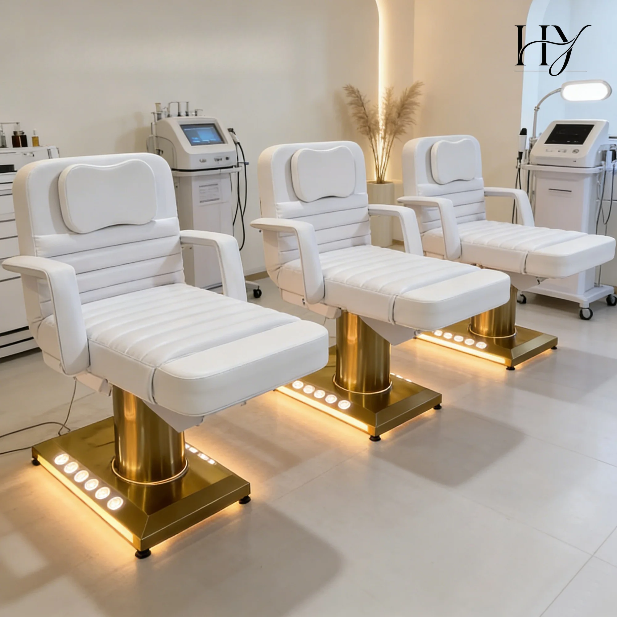 White PVC Beauty Bed Professional Waxing Facial Lash Massage Table for Salon Spa Studio Commercial Use