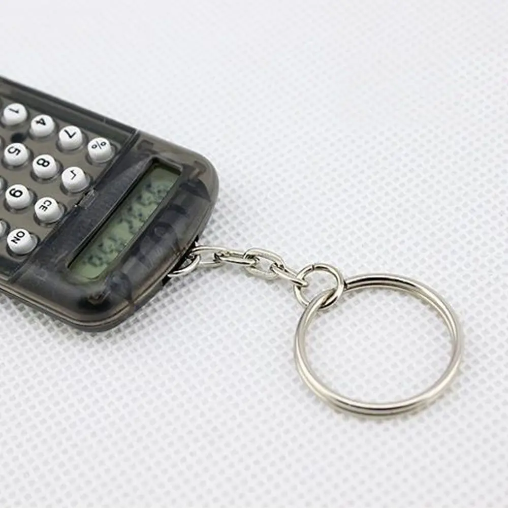 1Pc Plastic 8 Digits Electronic Mini Calculator With Keychain Student Office Supplies