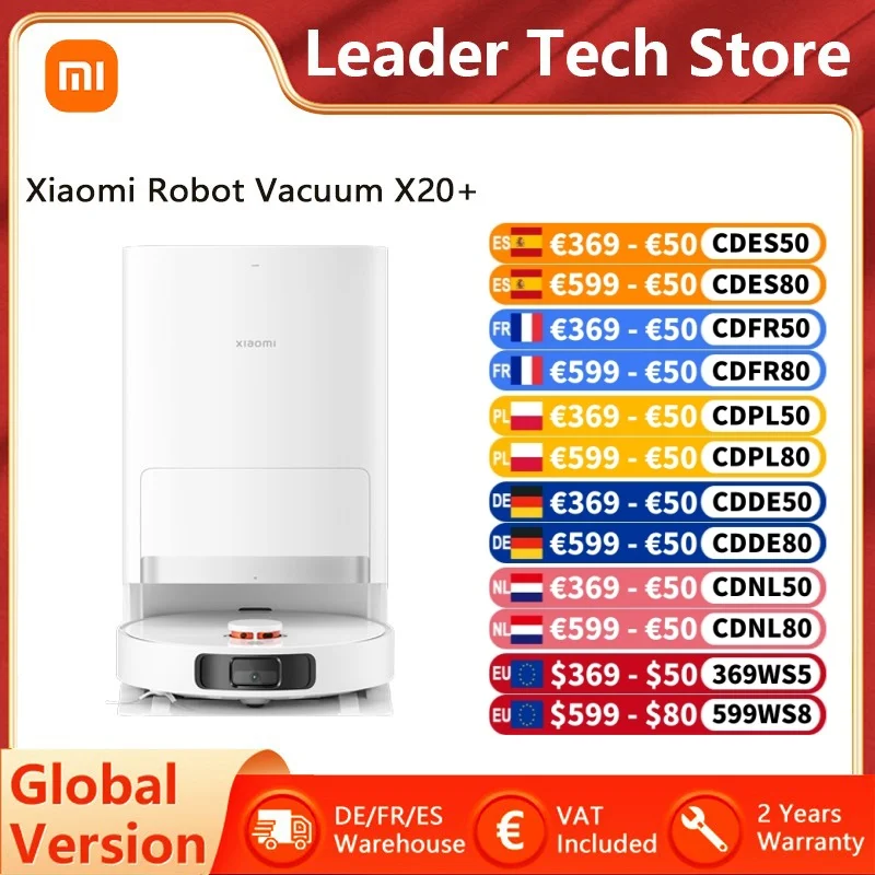 Global Version Xiaomi Robot Vacuum X20+ Cleaner Voice Control Automatic Dust Collection 6000Pa Suction LDS Laser Navigation