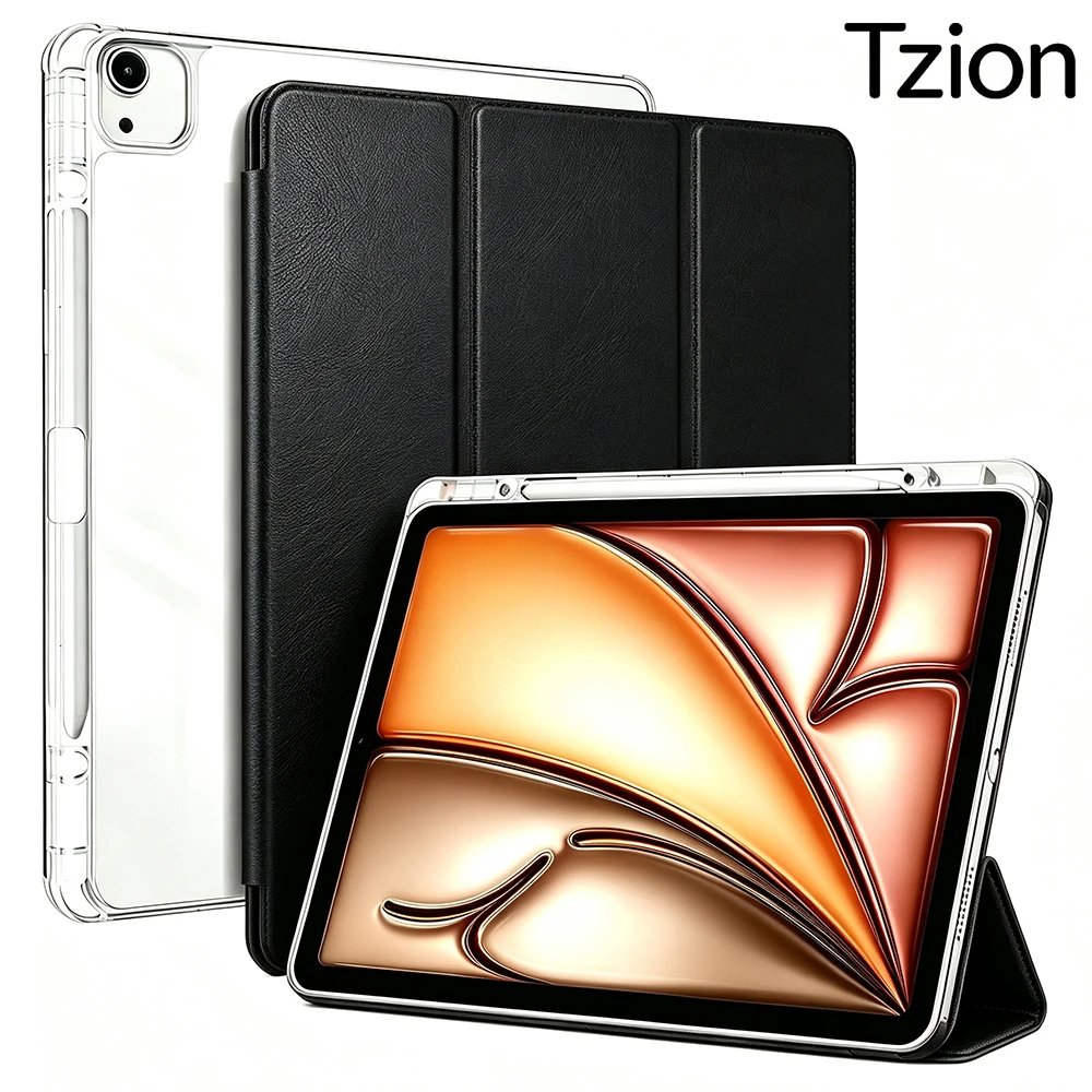 Case for iPad Air 13 (M4/M3/M2) & iPad Pro 12.9 2022 2021 2020 2018 (6th/5th/4th/3rd), Transparent Magnetic Flip Smart Cover