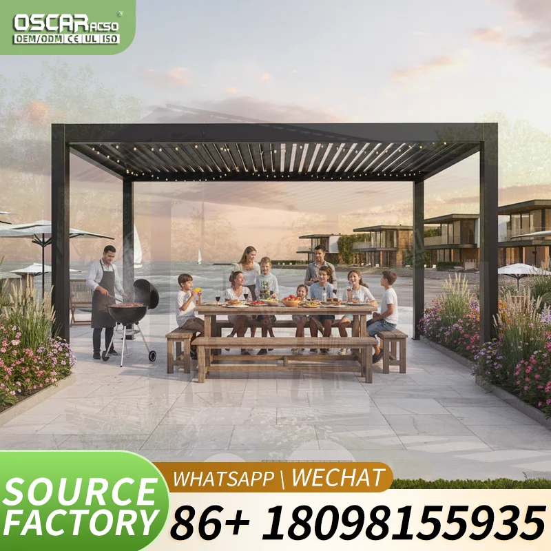 High Quality Customized Aluminum Pavilion for Backyard Garden Perfect for Outdoor Relaxation and Family Gathering pergola