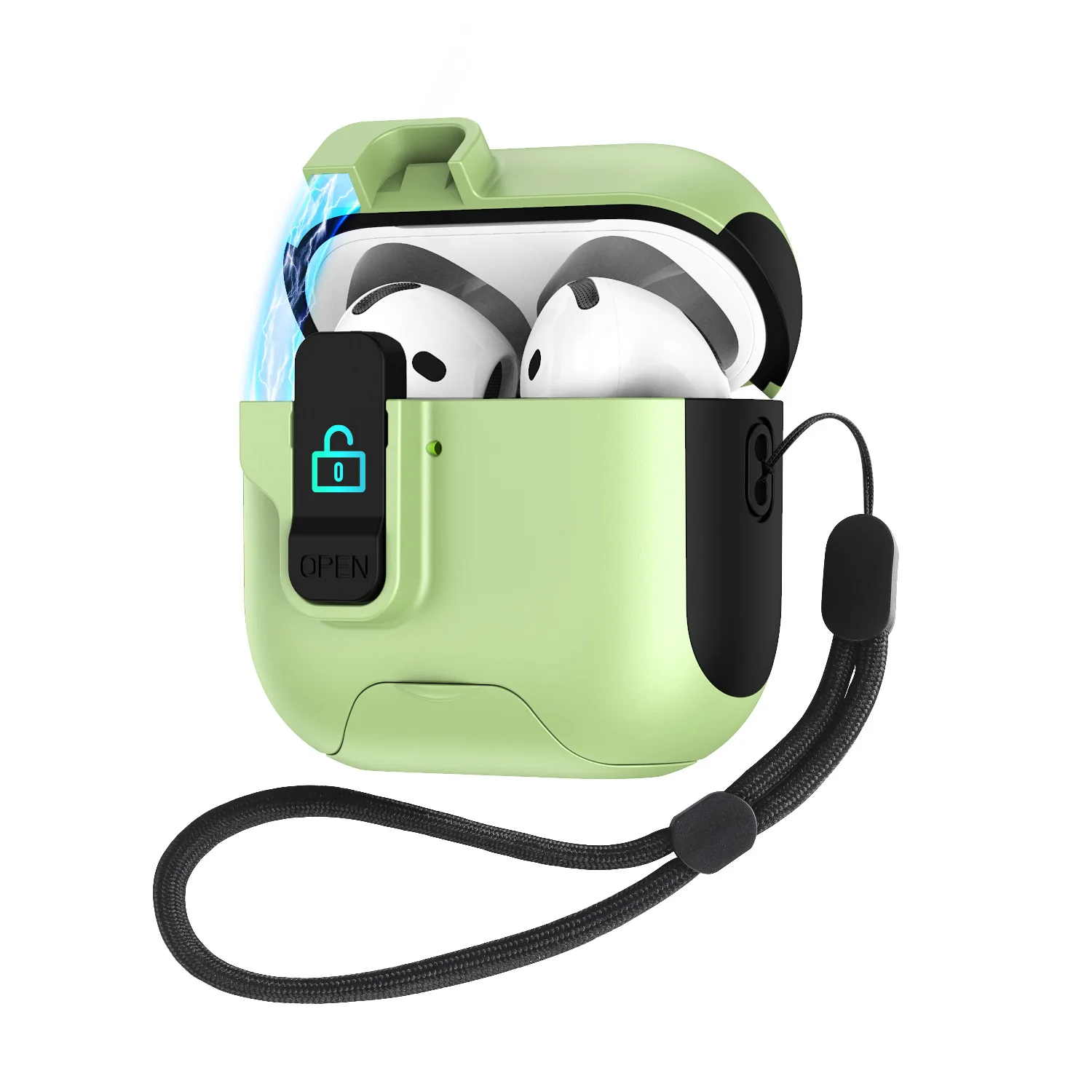 

For AirPods 1/2/3/4 Case with Phone Stand Secure Lock Case Drop-Proof Cover For AirPods pro/pro2 Lanyard fitted Earphone case