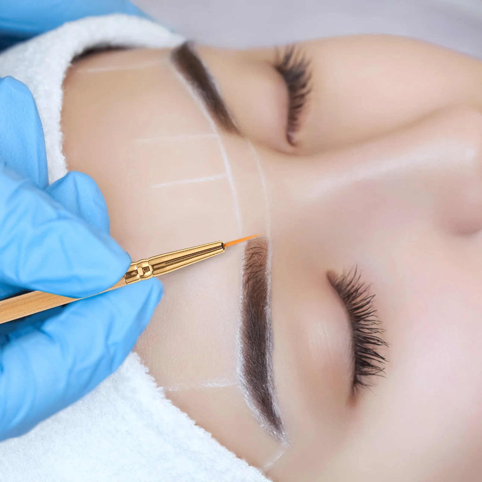 1 pz pennello per eyeliner a doppia estremità setole kit di strumenti ad angolo piegato dritto pennello per eyeliner a doppia estremità