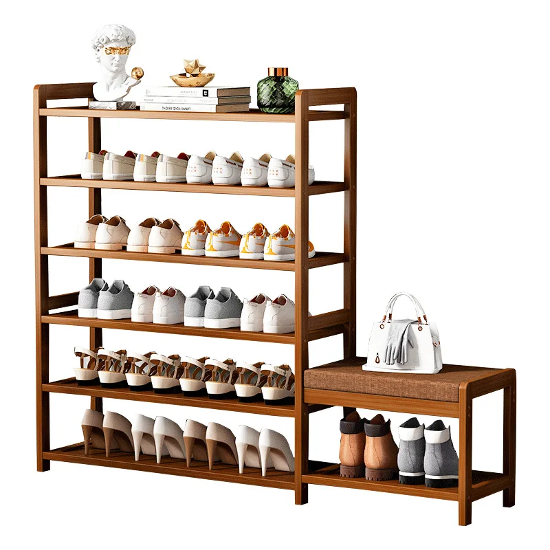 

New simple shoe rack solid wood multi-layer shoe cabinet household multi-functional seat shoe changing stool
