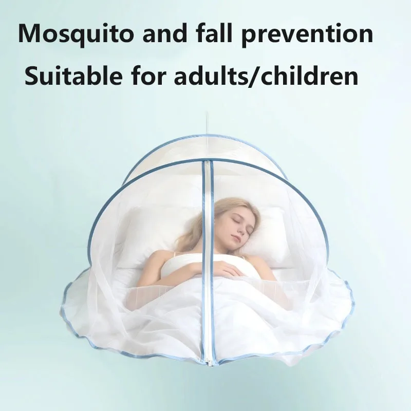 Portable folding mosquito net, no installation, mosquito and fall prevention, household headboard cover, encrypted mesh