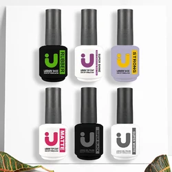 고무 베이스 및 탑 코트 젤 매니큐어 uv 15ml 젤 바니시 매니큐어용 반영구적 베이스 매트 탑 슈퍼 블랙 화이트 젤락