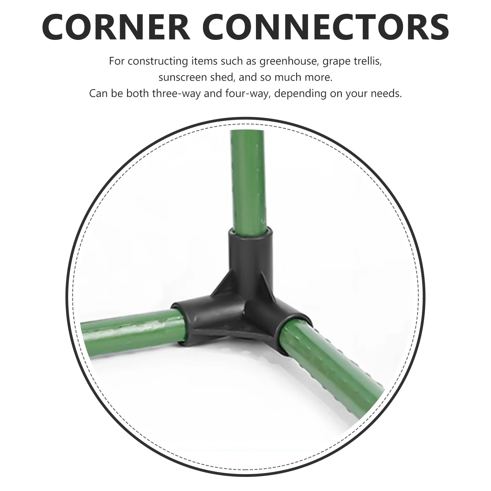 

10pcs Plastic Corner Connectors 20Mm Three-Way Four- Tube Fitting For Greenhouse Grape Trellis Sunscreen Shed Outdoor