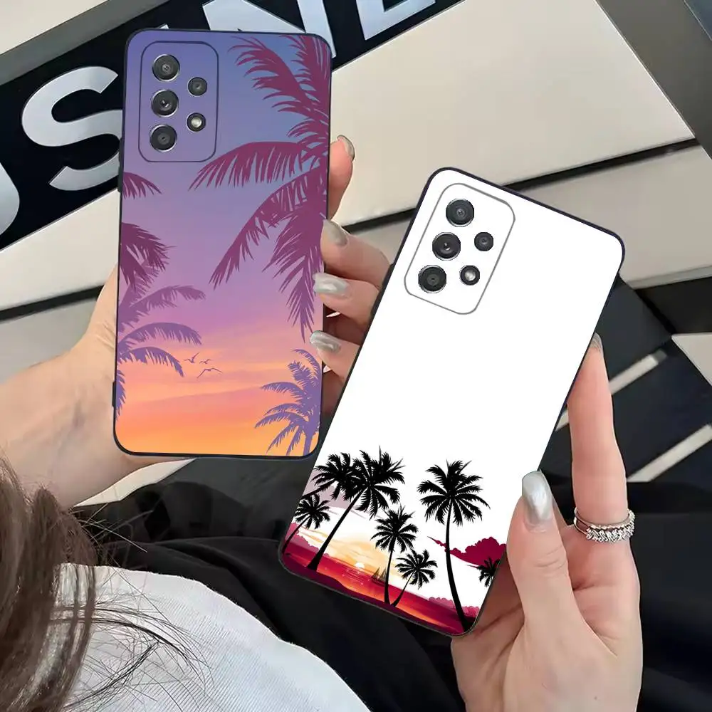 

Coconut Tree Phone Case For Samsung Galaxy A13,A21s,A22,A31,A32,A52,A53,A71,A80, Soft Black Cover