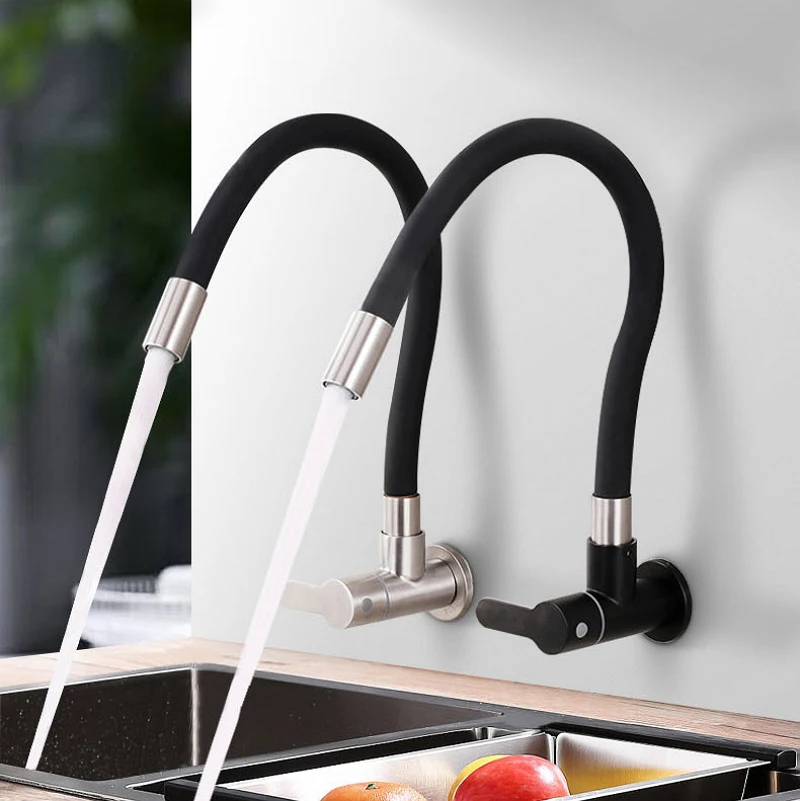 

Stainless Steel Kitchen Faucet Universal Pipe Single Cold Water Tap 2 Water Modes 360 Degree Rotating Flexible Hose Sink Faucet