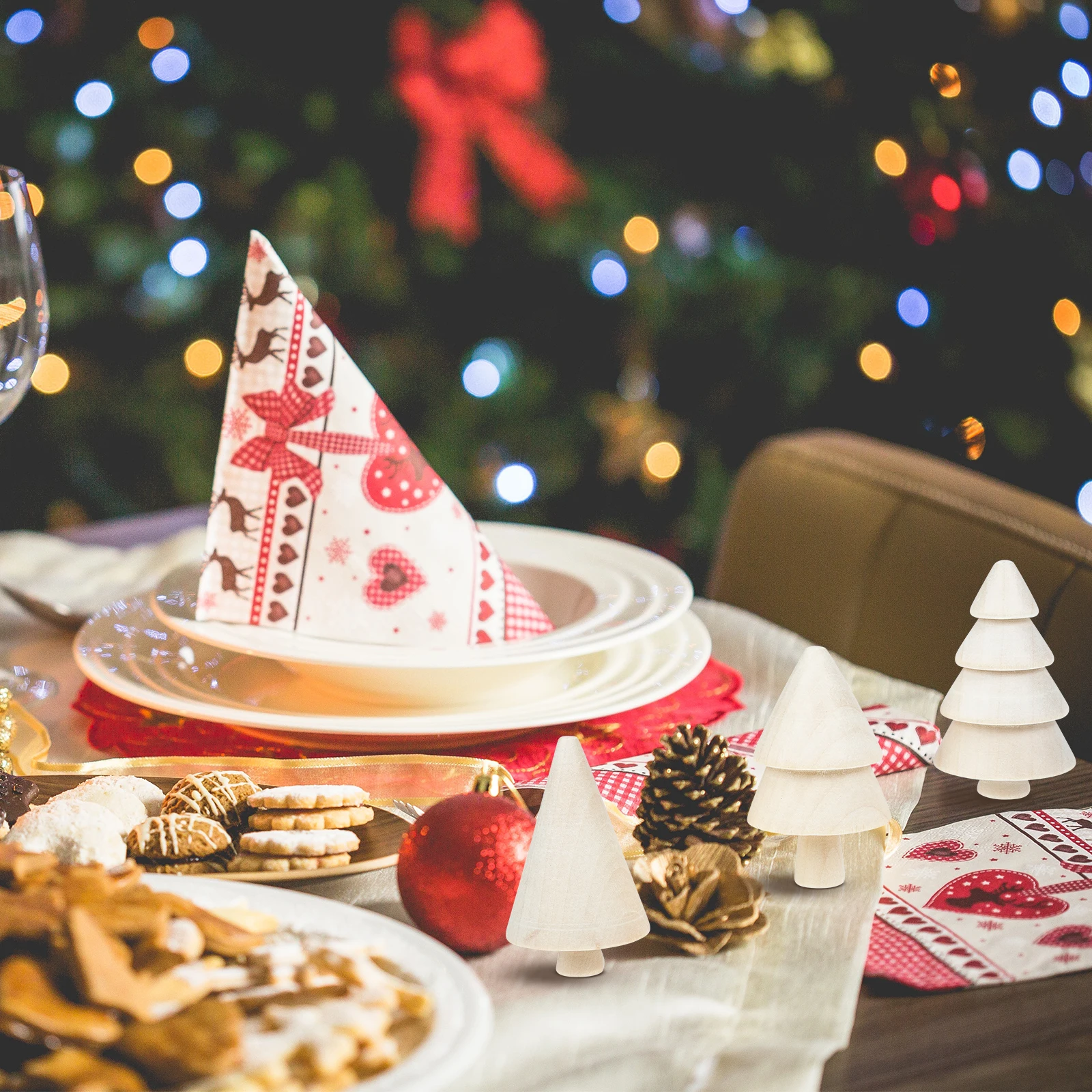 9 قطع من زينة عيد الميلاد الخشبية لشجرة عيد الميلاد لسطح المكتب مجموعة أدوات ديكور غير مكتملة للأطفال