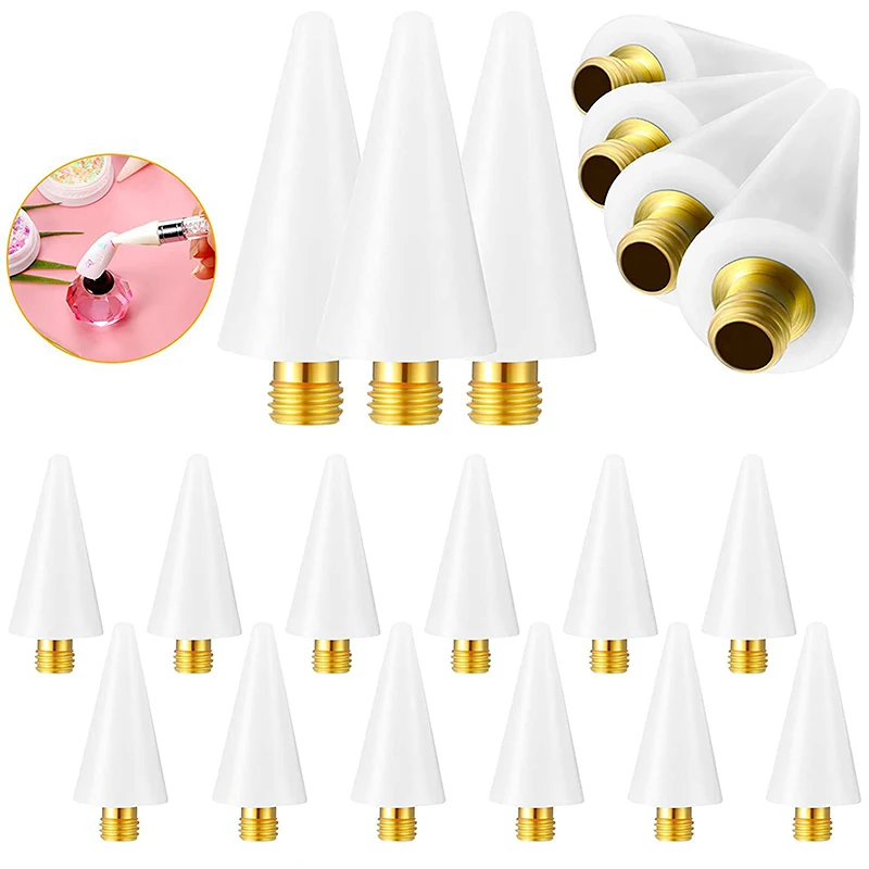 5pcs sostituibile Nail punteggiatura cera matita testa perline strass gemme Picker punte per unghie autoadesive strumento di raccolta per penna