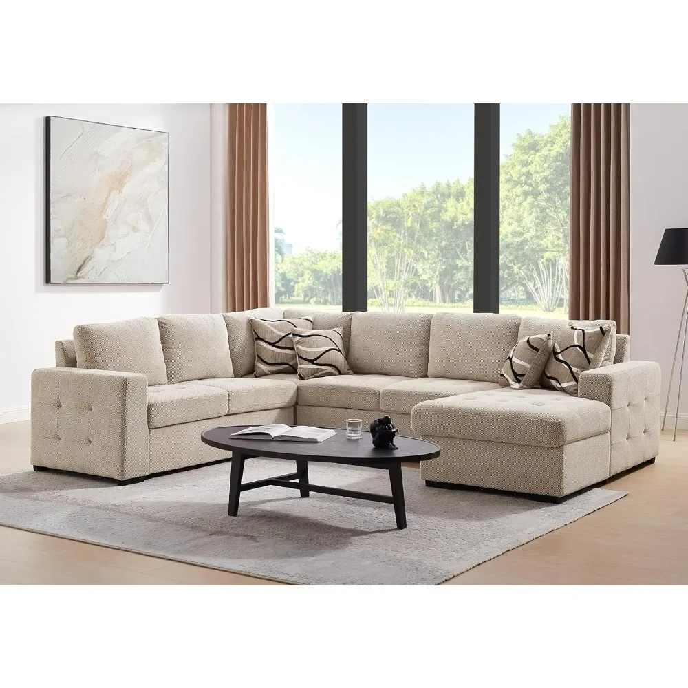 Living Room Sofas, Sectional Sleeper Sofa, U Shape Sectional Sofa Bed, Oversized Sectional Sleeper Couch for Living Room