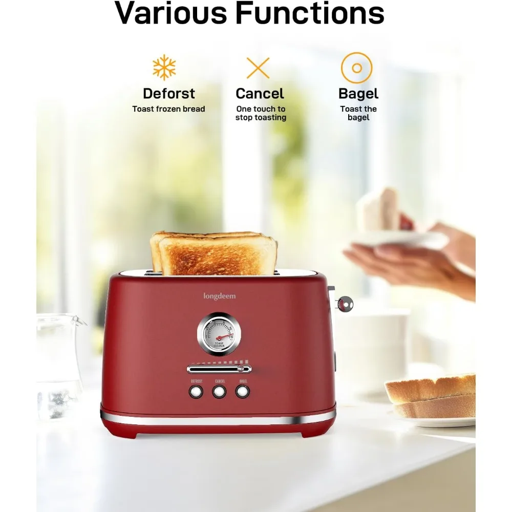 2 Slice Toaster,Wide Slots,Auto Shut Off,6 Shade Dial. Perfect for Bread,Bagels,Waffles,Lift Look and Frozen Options,Easy Clean