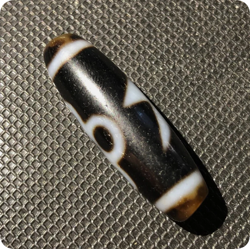 Magic Tibetan Old Agate 5Eyes Lightning Cinnabar Totem dZi Bead11*37mmP15