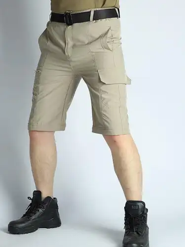 New Men's 2-in-1 Convertible Tactical Pants, Quick-Dry Zip-Off Training Trousers, Summer Multi-Functional Long Shorts - Image 2