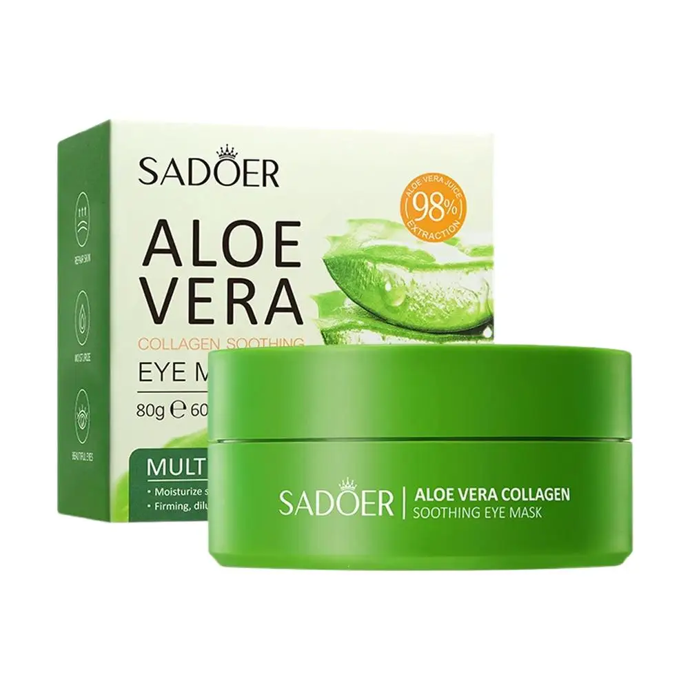 SADOER الألوة فيرا الكولاجين قناع عين العين مكافحة الهالات السوداء عيون أكياس ترطيب ترطيب المضادة للتجاعيد قناع جفاف التصحيح