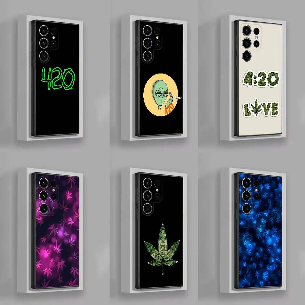 

Leaf Weed 420 Smoking Phone Case For Samsung S25,S24,S21,S22,S23,S30,Ultra,S20,Plus,Fe,Lite,5G Black Cover