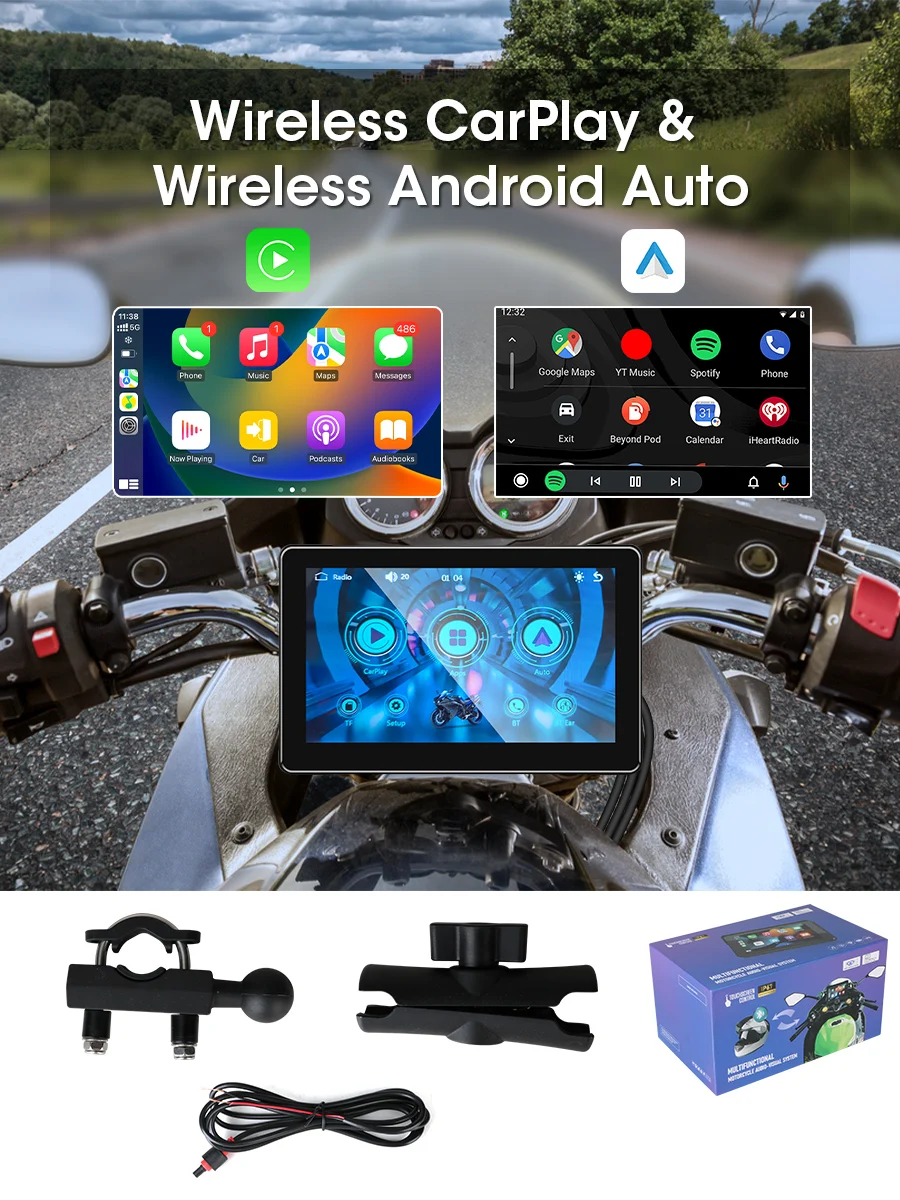 Voor BMW R1200GS ADV/R1250GS ADV/S1000XR 7 inch Motorfiets Carplay GPS Navigatie Draadloze Carplay Android Auto Dual Bluetooth - afbeelding 2