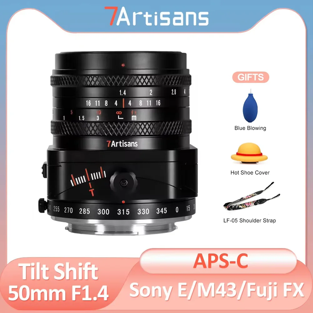 7artisans 50mm F1.4 Tilt Shift APS-C MINI World Large Aperture for Sony E Fujifilm X MFT Olympus M43 A6600 FX3 XT3 XT50 EM10 PEN