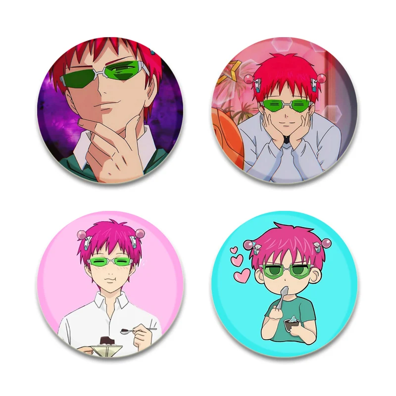 Saiki K Enamel Pins Round Anime Brooches Saiki Kusuo No Ψ-nan/Teruhashi Kokomi Cartoon Badge Backpack Jewelry Accessories Gift