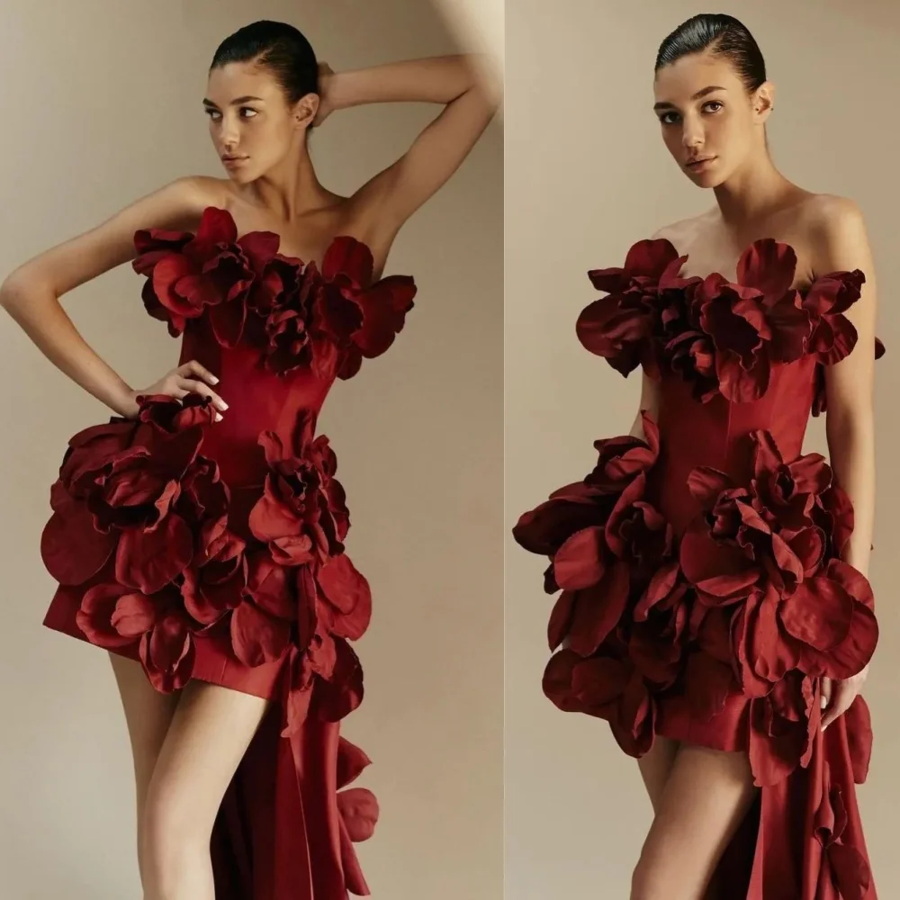 

Jiayigong High Quality Fashion Strapless Ball Gown Mini Cocktail Dresses Flower Skirts Satin Customized