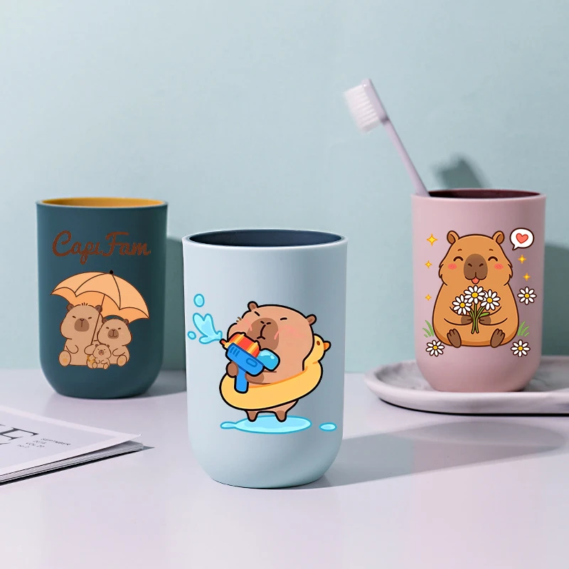 Kawaii كابيبارا كأس فرشاة الأسنان الإبداعية الكرتون لطيف الأطفال غسول الفم الكؤوس المفروشات المنزلية أنيمي كوب ماء هدايا عيد الميلاد #5