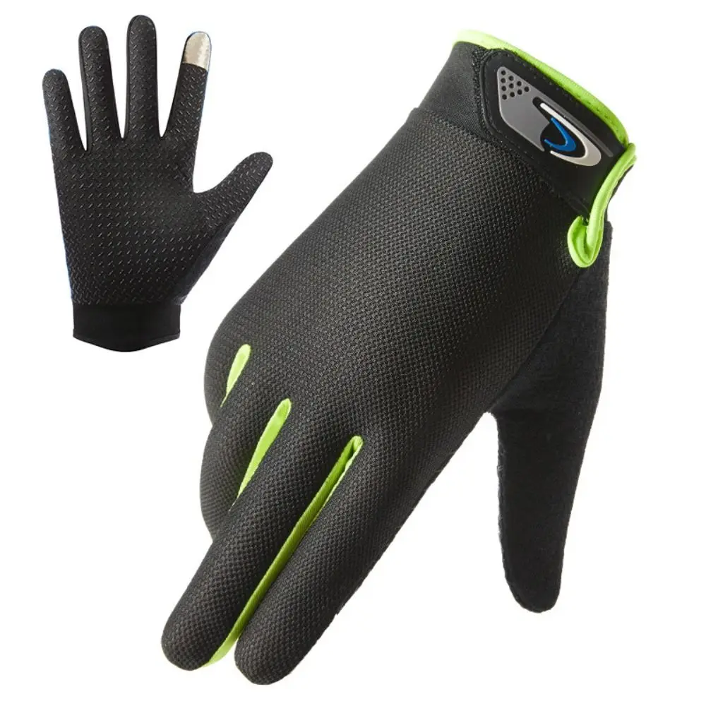 Men Full Finger Touch Screen Gloves Thin Breathable Ice Silk Silicone Non-slip Mittens Outdoor Sports Cycling Driving Gloves