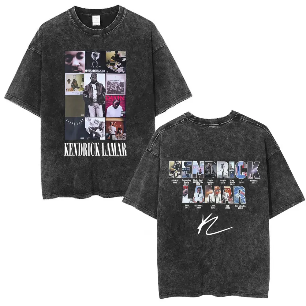 

Washed Vintage Rapper Kendrick Lamar Album Cover Print T-shirt Men Hip Hop Retro Oversized Streetwear Male Fashion Trend T Shirt