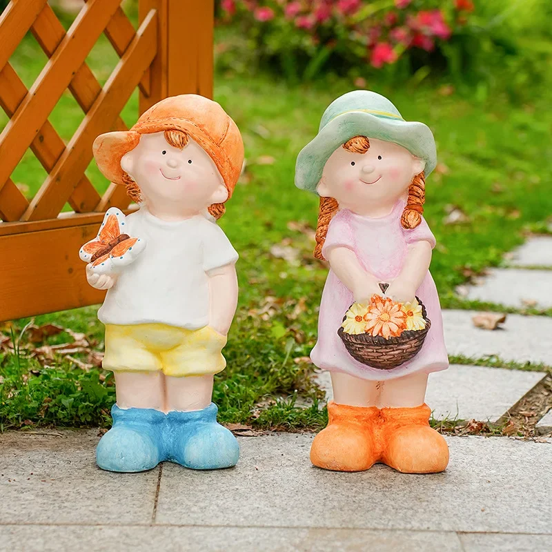 1pc Creative Cartoon Figurine Decorations for Boys and Girls - Outdoor Courtyard Garden Landscape Arrangement