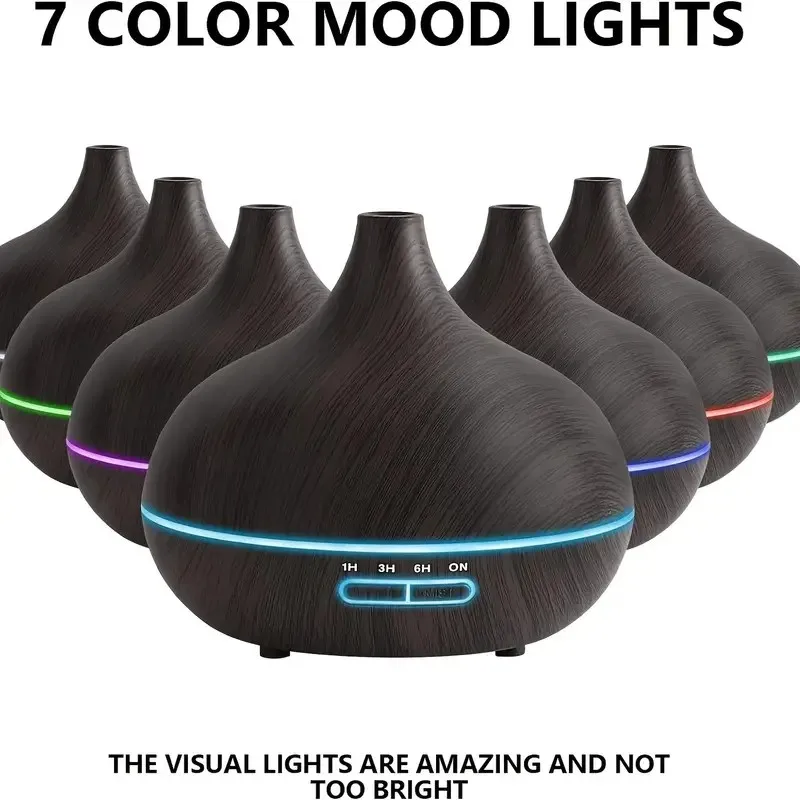 

Diffuser For Home 550ml Essential Oil Diffuser with Remote Control Ultrasonic Humidifier 7 Color LED Light 6 Oils