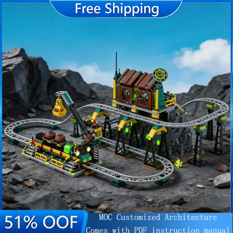 

1651 PCS Customize Rock Raider Rail Transporter Underground Tunnel Model Building Blocks Bricks Diy Toys Kids Christmas Gifts