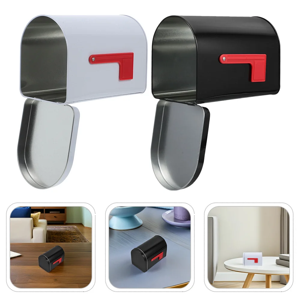 

2Pcs Mini Candy Mailbox Tinplate Storage Boxes Decorative Metal Container Holiday Candy Holder Tabletop Organizer Gift