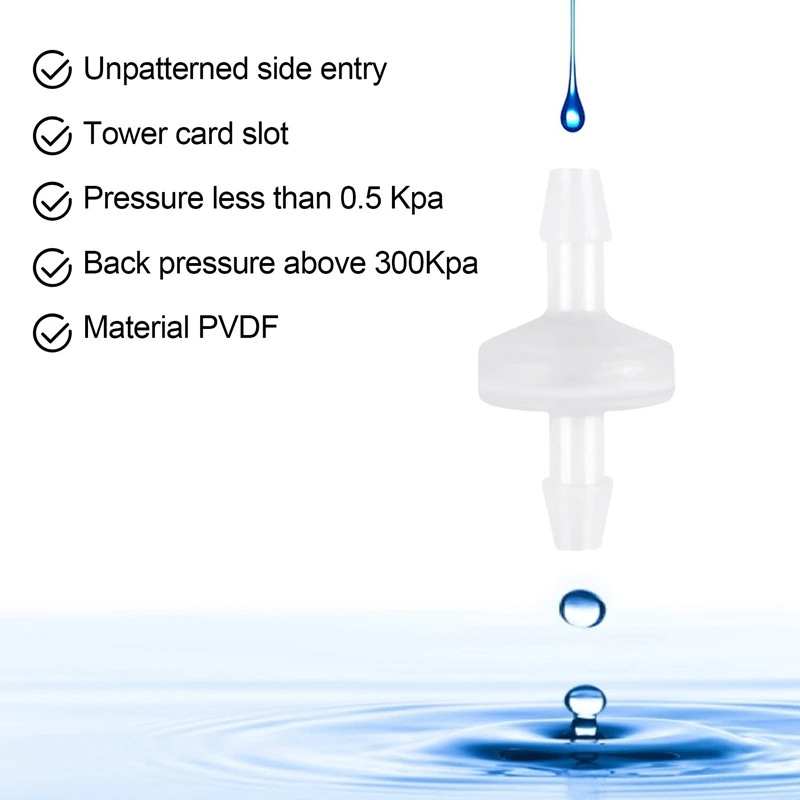 8 Pcs 1/4Inch Check Valve 6Mm PVDF One Way Valve Inline Check Valve Non Return Check Valve For Fuel Gas Liquid Air-AT35