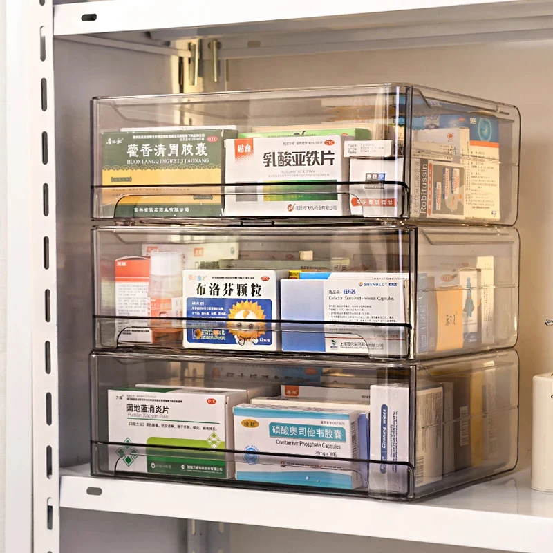 Transparent Drawer Style Large Capacity Household Multi-layer Medicine Storage Box Free Combination of Medical Bags Organize