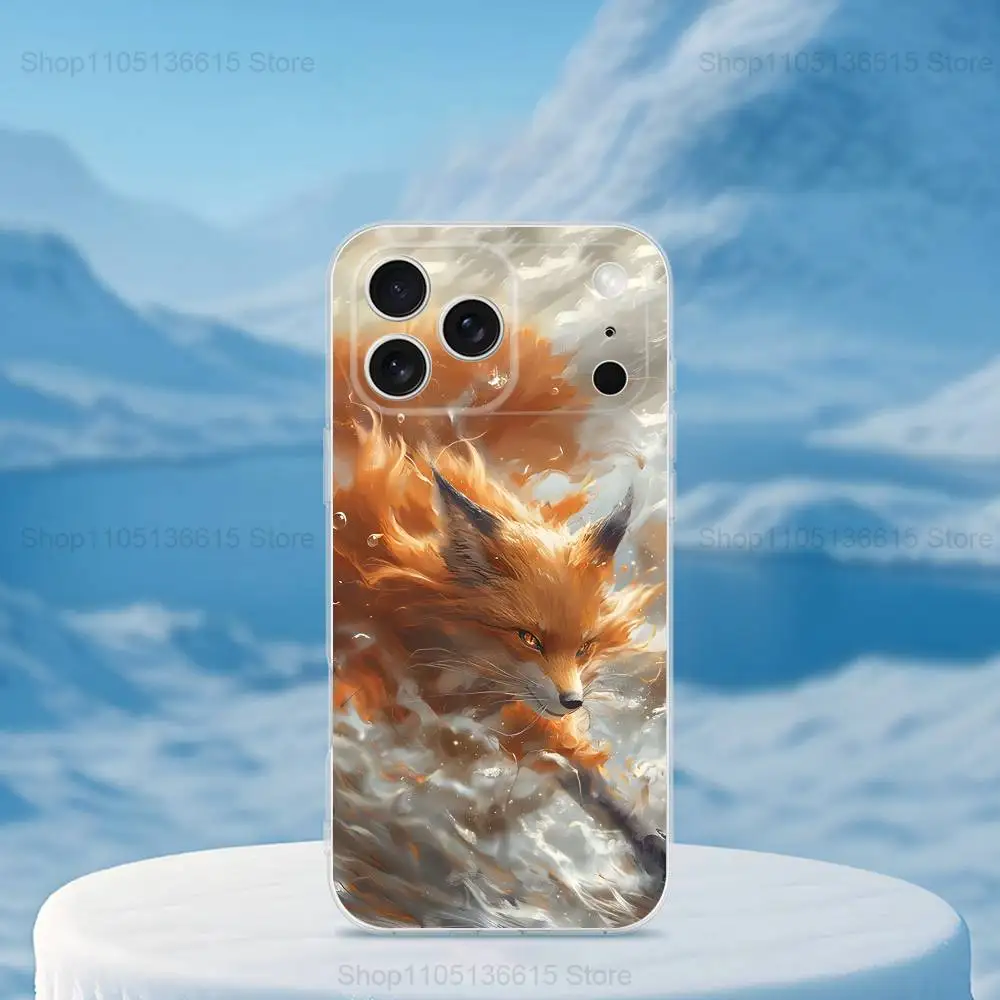 Funda de teléfono Cool Painting Art Fox para iPhone 16,15,14,13,12,11,17 Pro,Max,Plus,X,XS,XR,SE,Mini cubierta suave transparente