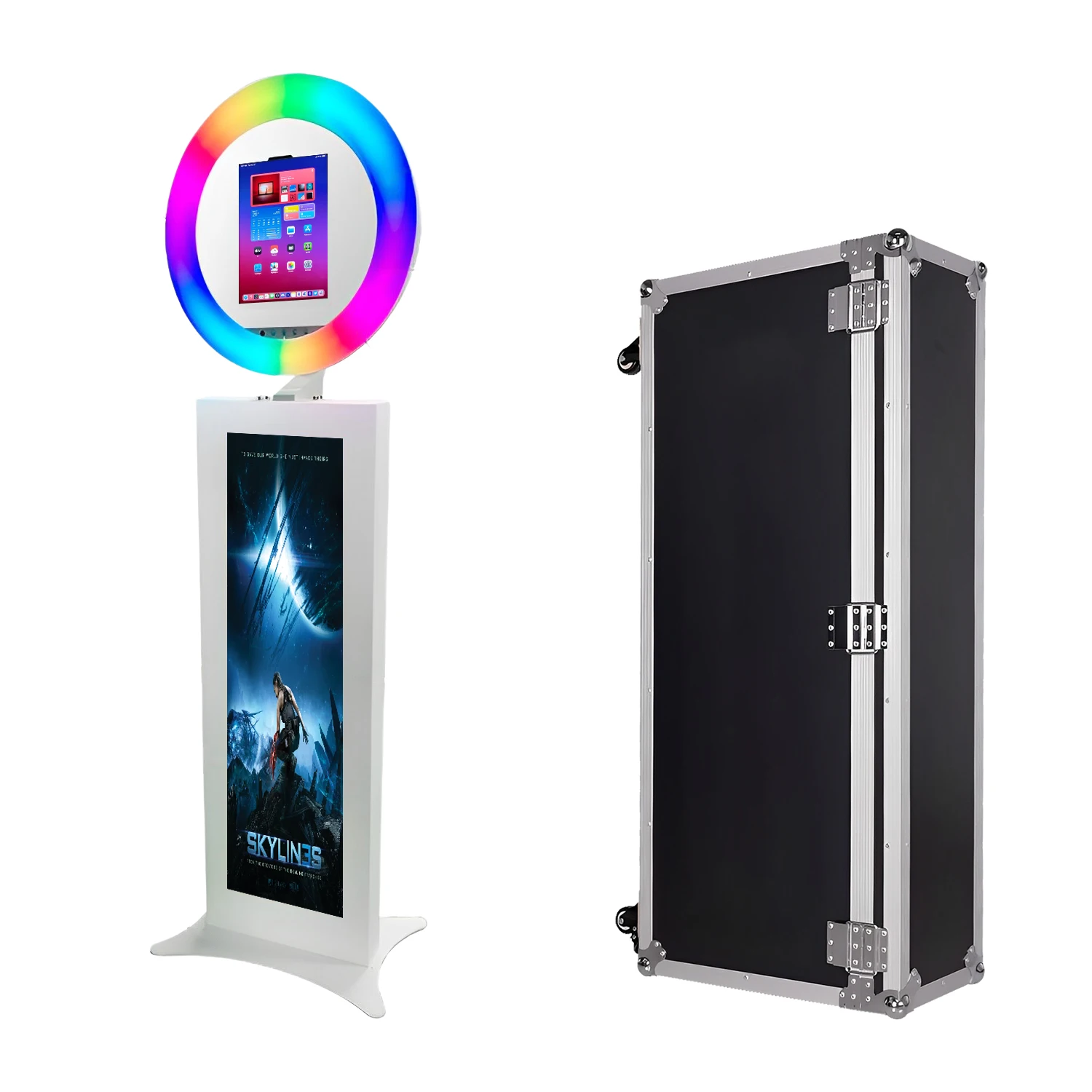 Ipad Photobooth Stand With Ring Light Stand Kiosk Machine With 29 inch Lcd Screen Ipad Photo Booth Shell for Christmas