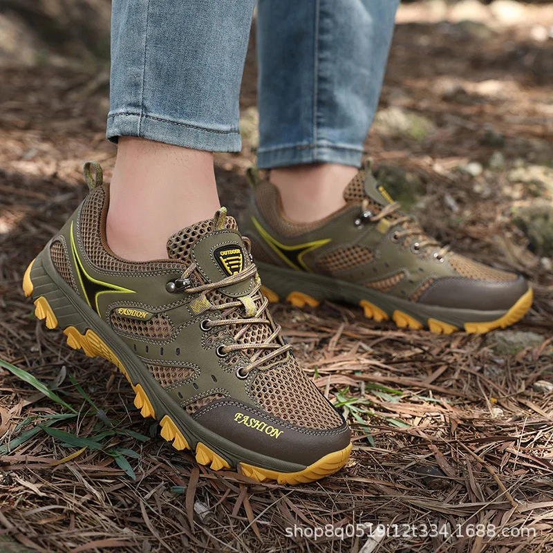 

Hot Sale Men's Hiking Boots Low-Top Canvas Leather Men's Sports Shoes Anti-Slip Wear-Resistant Outdoor Couple Walking Sneakers