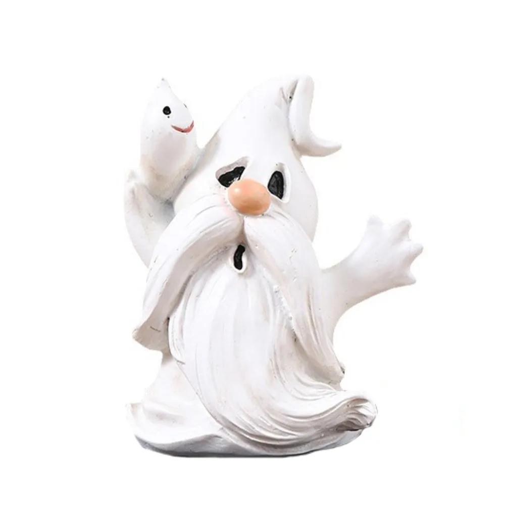 Patung Hantu Resin Bertema Halloween Model Kerajinan Kartun Ornamen Hantu Berdiri Boneka Lucu