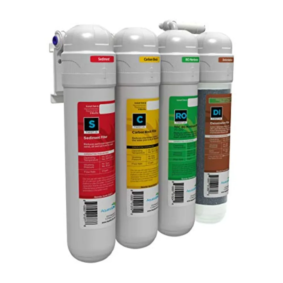 

Twist-in 4-Stage RO/DI Aquarium Water Filter System Reverse Osmosis Filtration with Sediment, Carbon, Membrane and DI Resin 75