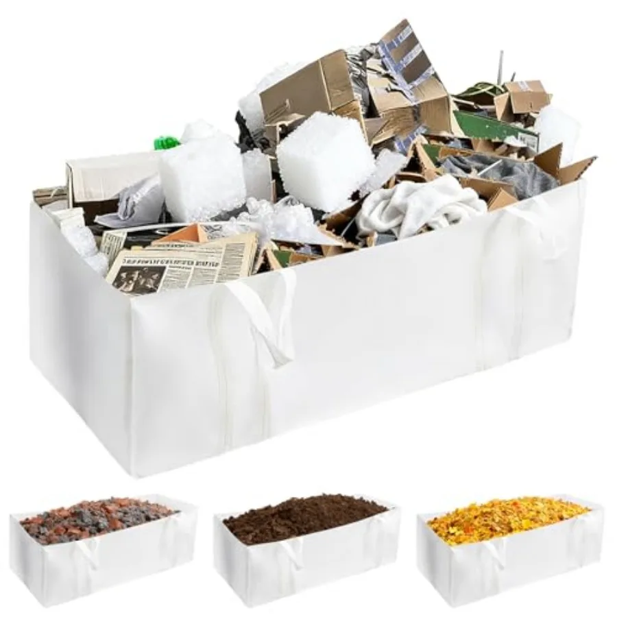 

2Pcs 94 Inches Dumpster Bag White Yard Waste Bags Reusable Foldable Yard Trash Bag Waste Container for Trash Management, Hold U