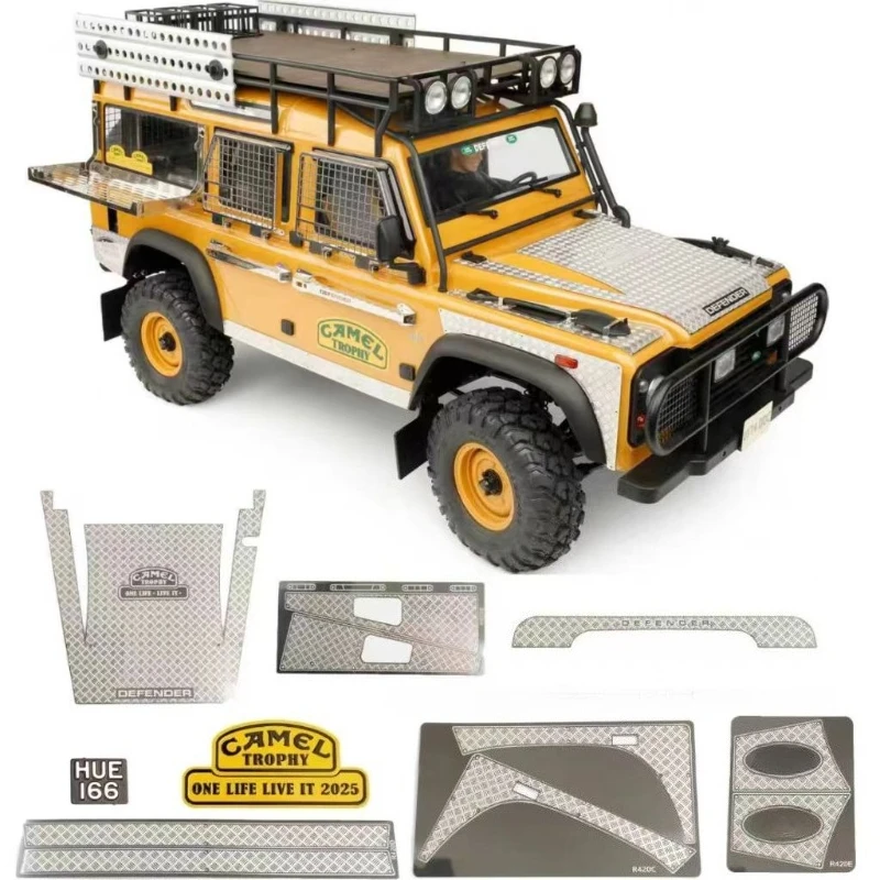 RC Car Hood/Side Skirt Skid Plate Metal Folding Side Window Net Flip-Out Table for 1/10 RC Crawler FMS FCX10 Camel Defender