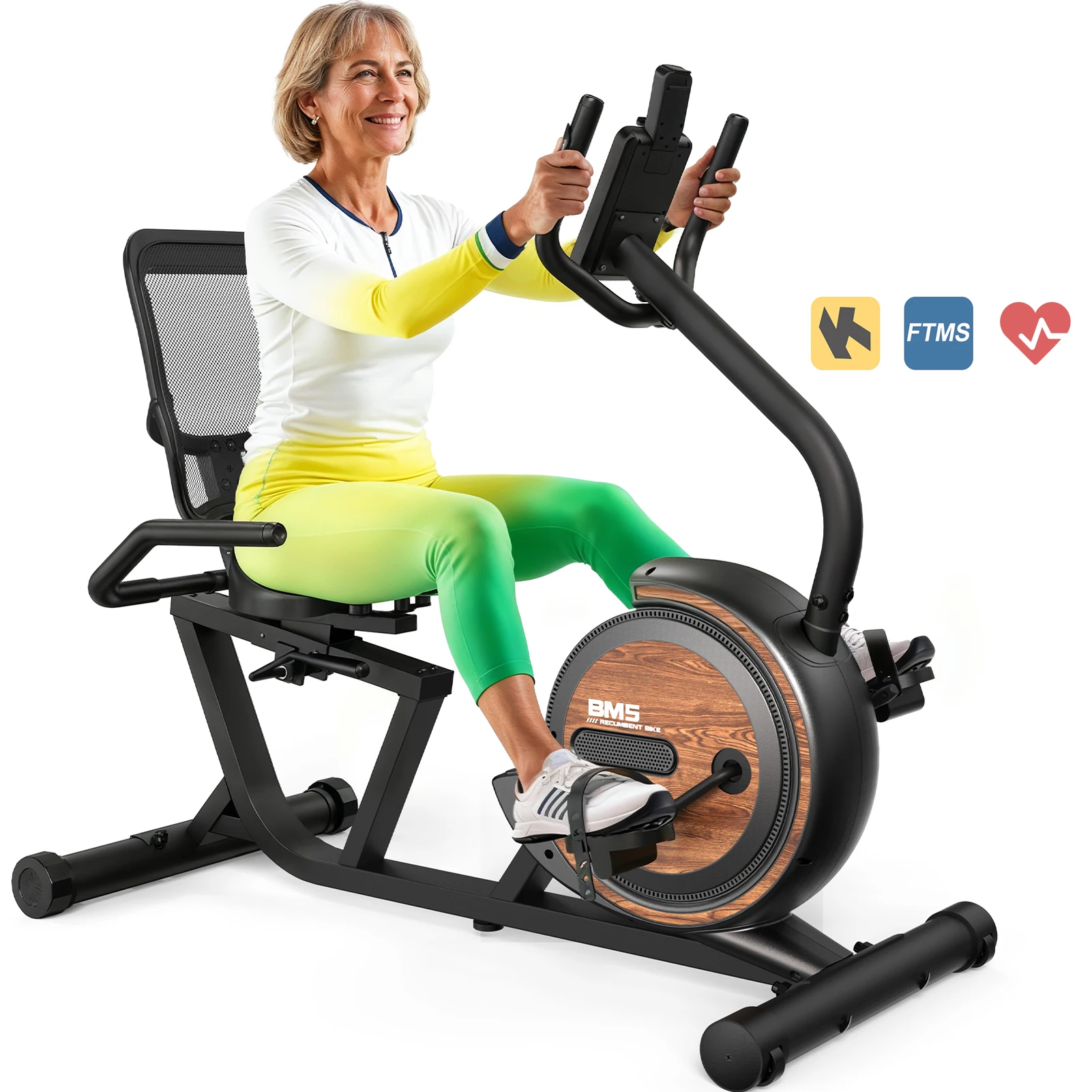 MettleMatic Liegefahrrad mit 150 kg Tragkraft - 16 Einstellbare Widerstandsstufen, Smart Bluetooth, LCD-Display & Herzfrequenzmessung