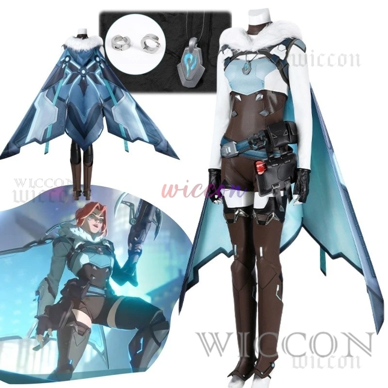 

OW Freya Cosplay Costume Game OW Roleplay Jumpsuit Cloak Necklace Bag Clothing Women Outfits Halloween Carnival Party Suit