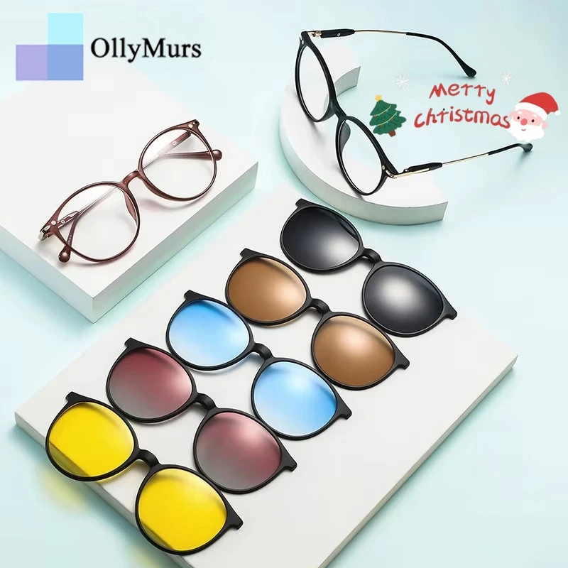 

OLLYMURS, 6 компл., солнцезащитные очки на магнитной клипсе, мужские поляризационные солнцезащитные очки, очки для близорукости и дальнозоркости, женские солнцезащитные очки по рецепту # 46