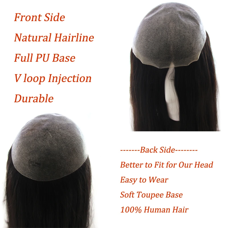 Women Toupee Human Hair Wigs Straight Vloop Human Hair System Replacement Thin Skin Full PU Hairpiece Invisible Natural Hairline