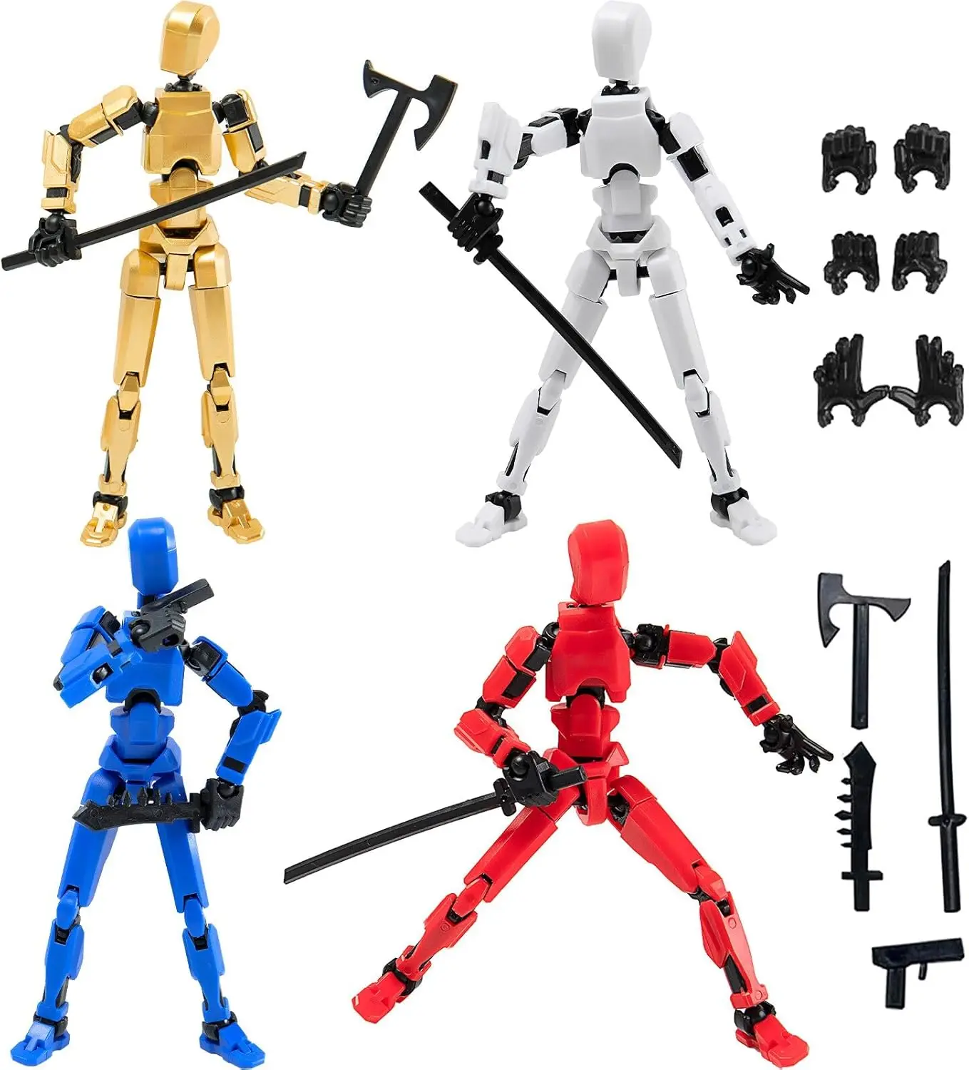 4PCS Assembled Titan T13 Action Figure Set Lucky Dummy Nova 13 Action Figure Robot Fidget Toy for kid Multi Movable Gift Toy