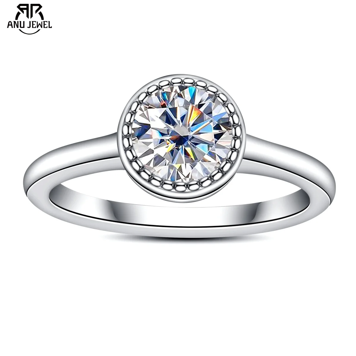 

AnuJewel 1ct D Color Moissanite Engagement Ring 14K Gold Plated Bezel Wedding Band Promise Rings for Women Jewelry Wholesale