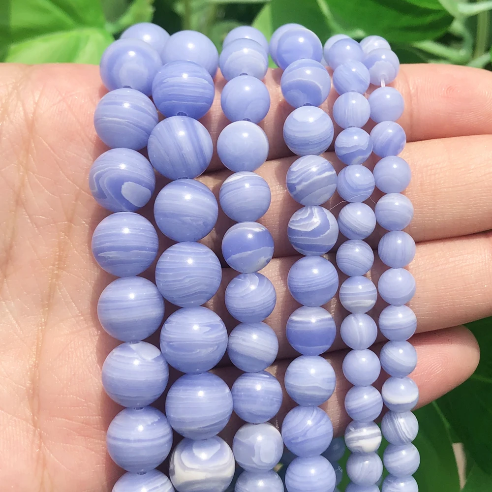 Natural Stone Purple Lace Agates Loose Spacer Round Bead for Jewelry Making DIY Fashion Bracelet Accessories 15\'\'Strand 6 8 10mm