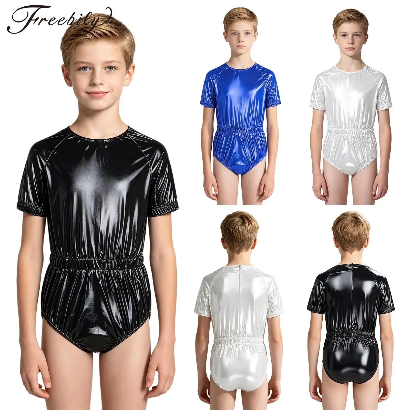 Kids Water Resistant Diaper Cover Jumpsuit Short Sleeve Elastic Waist Zipper Press Button Crotch Leakproof Adaptive Bodysuit